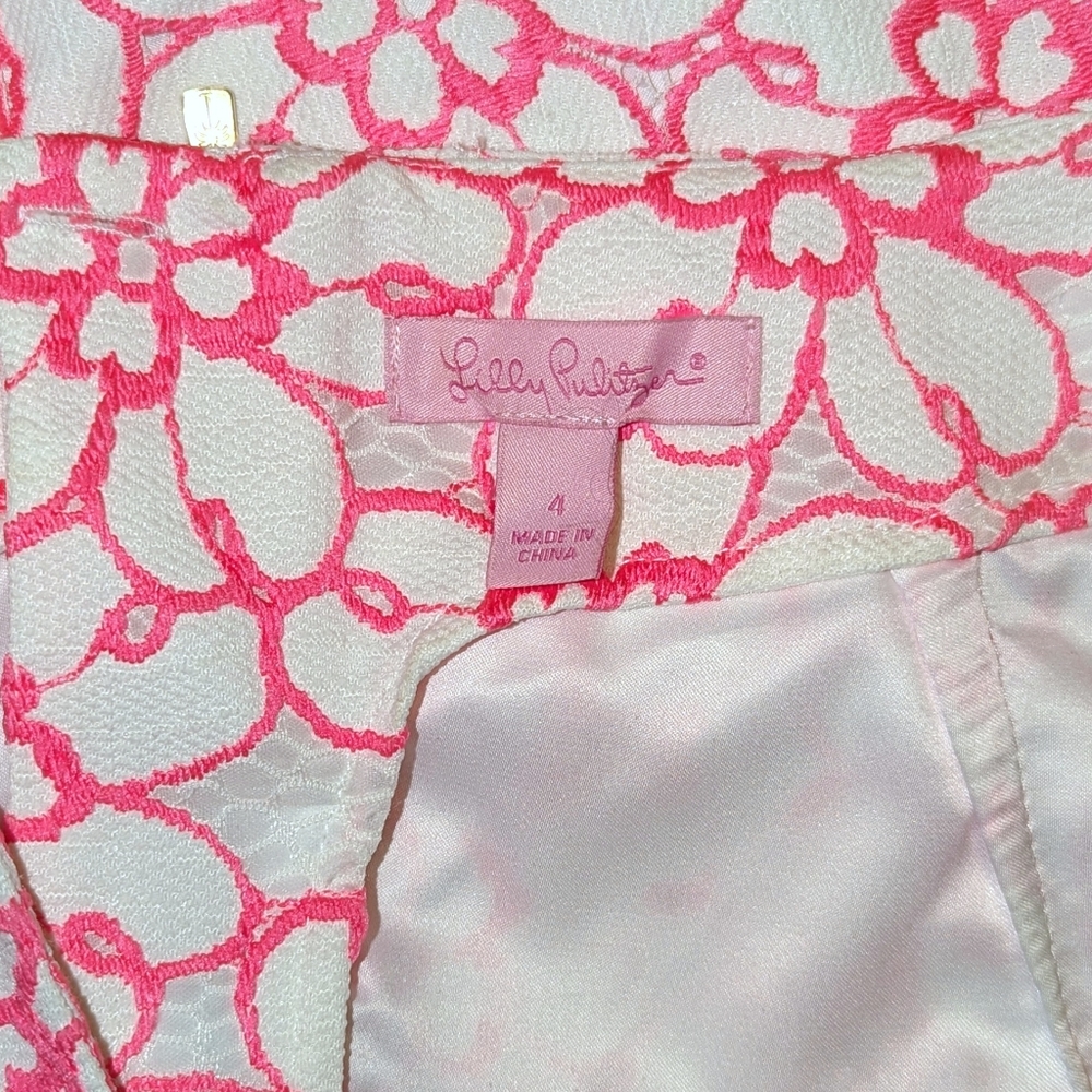 Lilly Pulitzer Hyacinth Fiesta Pink Pique Lace Pencil Skirt - Picture 3 of 8
